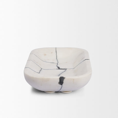 Sintessi Rectangular White Marble Decorative Bowl by Mercana at Eve Furniture
