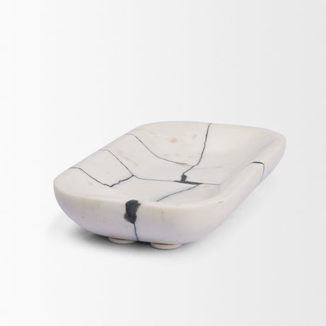 Sintessi Rectangular White Marble Decorative Bowl by Mercana at Eve Furniture
