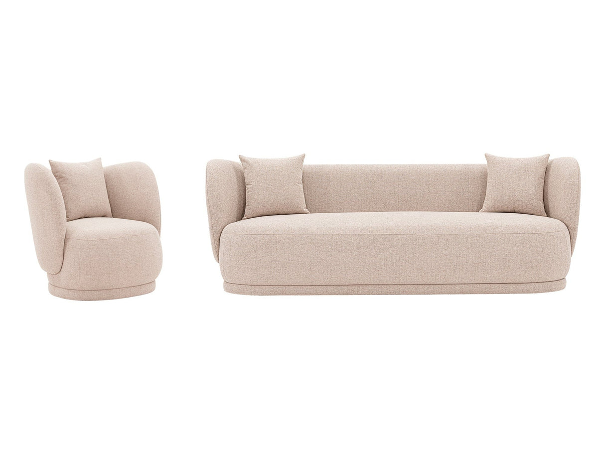 Siri 2 Piece Sofa and Accent Chair Set in Wheat by Manhattan Comfort at Eve Furniture