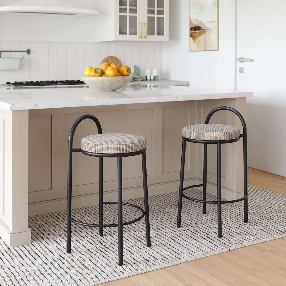 Sisal Beige Tweed Counter Stool (Set of 2) by Zuomod at Eve Furniture