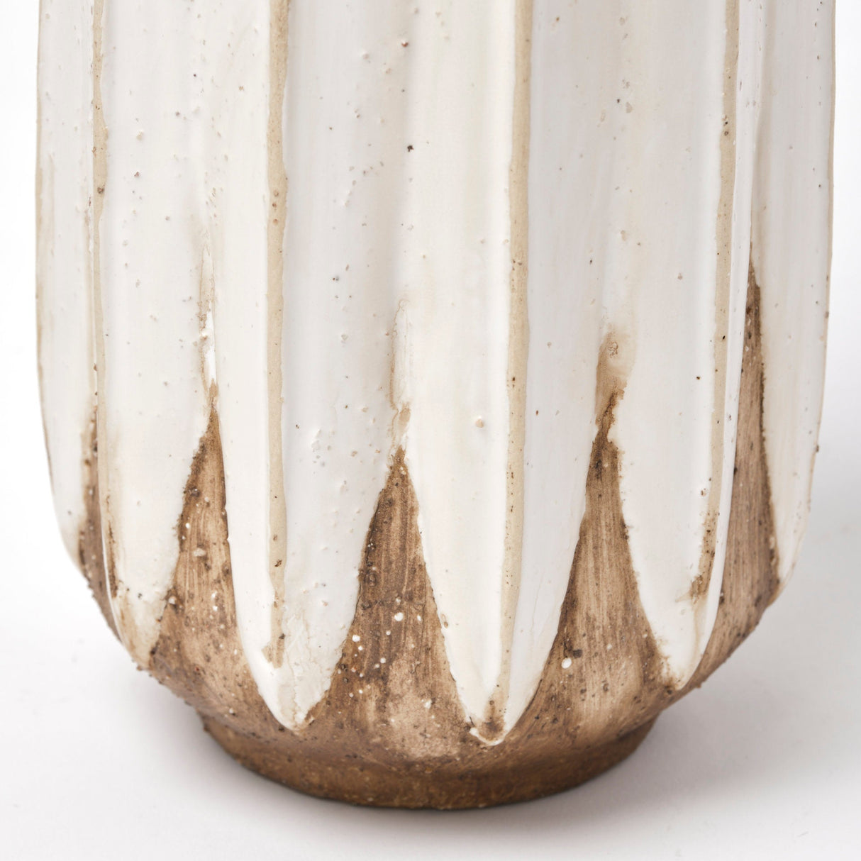 Sisko I Short Rustic Brown White Ceramic Vase by Mercana at Eve Furniture
