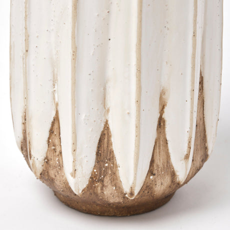 Sisko I Short Rustic Brown White Ceramic Vase by Mercana at Eve Furniture