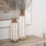 Sisko I Short Rustic Brown White Ceramic Vase by Mercana at Eve Furniture