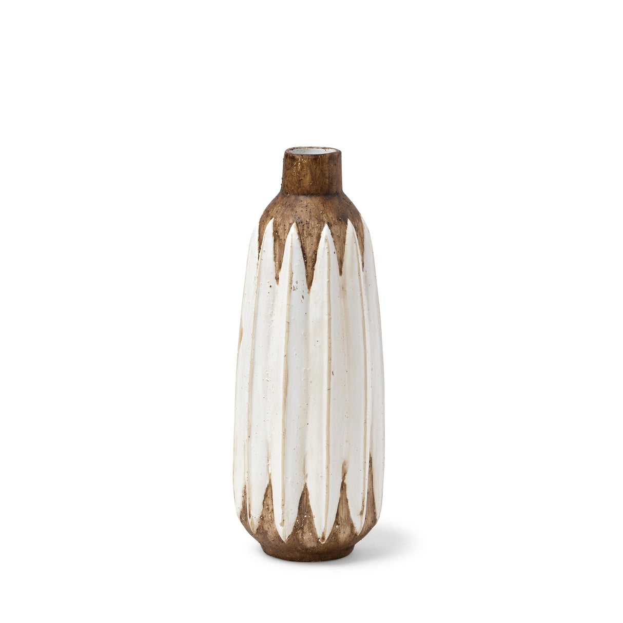 Sisko I Short Rustic Brown White Ceramic Vase by Mercana at Eve Furniture