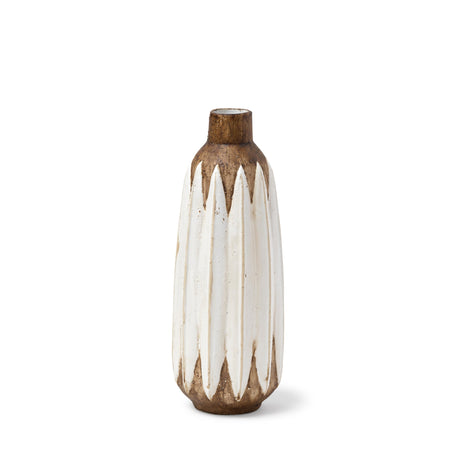 Sisko I Short Rustic Brown White Ceramic Vase by Mercana at Eve Furniture