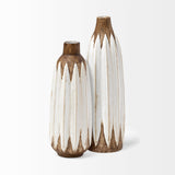 Sisko II Tall Rustic Brown White Ceramic Vase by Mercana at Eve Furniture