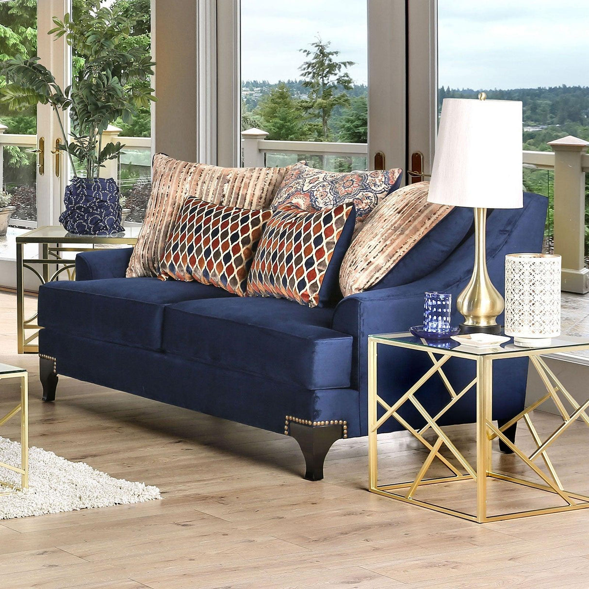 Sisseton Navy Loveseat by Furniture of America at Eve Furniture