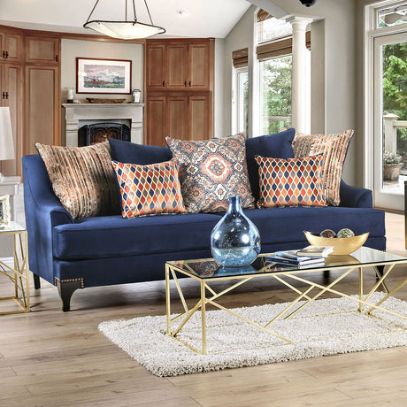 Sisseton Navy Sofa & Loveseat by Furniture of America at Eve Furniture
