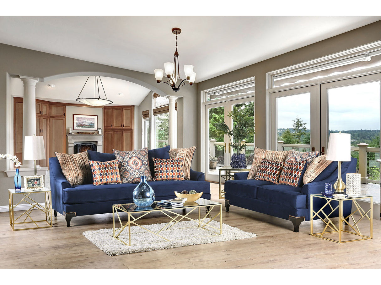 Sisseton Navy Sofa & Loveseat by Furniture of America at Eve Furniture