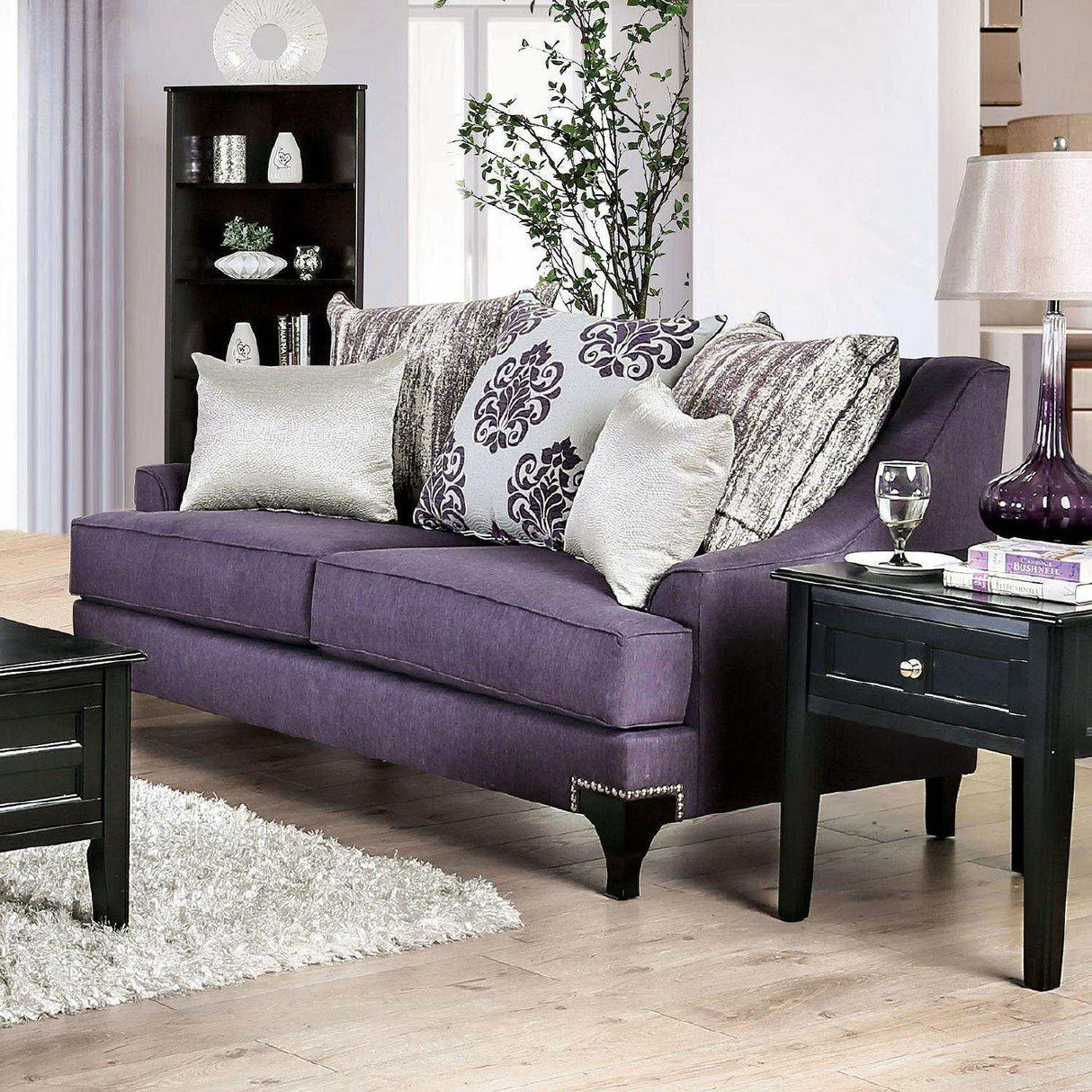 Sisseton Purple Stationary Sofa & Loveseat by Furniture of America at Eve Furniture