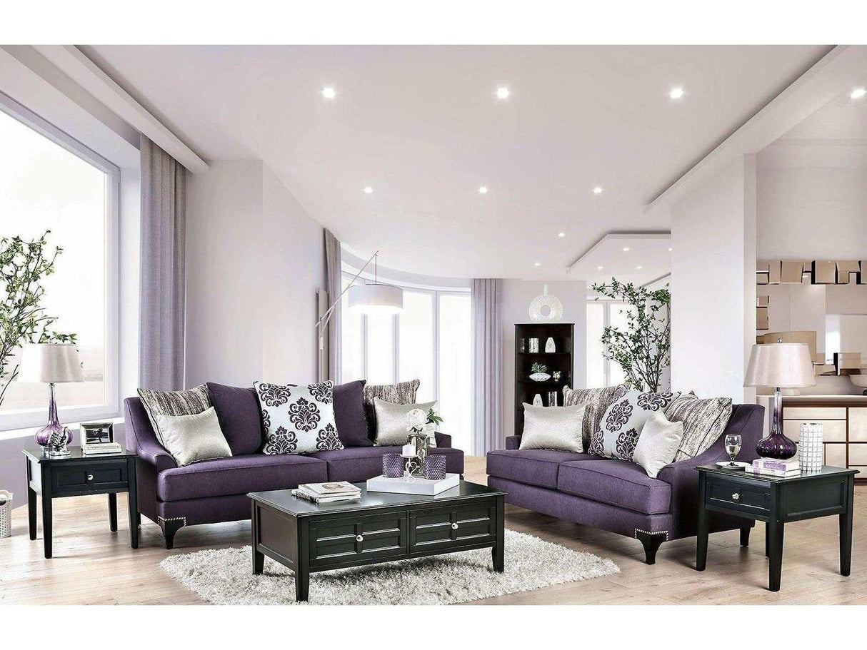 Sisseton Purple Stationary Sofa & Loveseat by Furniture of America at Eve Furniture