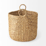 Sivan (Set of 3) Light Brown Water Hyacinth Round Basket W/ Handles by Mercana at Eve Furniture