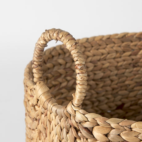Sivan (Set of 3) Light Brown Water Hyacinth Round Basket W/ Handles by Mercana at Eve Furniture