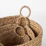 Sivan (Set of 3) Light Brown Water Hyacinth Round Basket W/ Handles by Mercana at Eve Furniture
