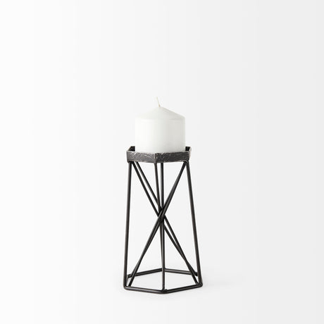 Sixx I Small Antiqued Metal Hexagonal Table Candle Holder by Mercana at Eve Furniture