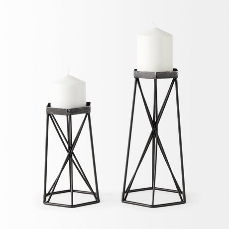 Sixx I Small Antiqued Metal Hexagonal Table Candle Holder by Mercana at Eve Furniture