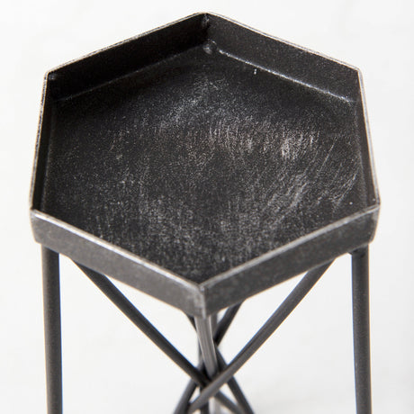 Sixx I Small Antiqued Metal Hexagonal Table Candle Holder by Mercana at Eve Furniture