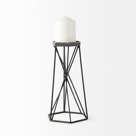 Sixx II Large Antiqued Metal Hexagonal Table Candle Holder by Mercana at Eve Furniture