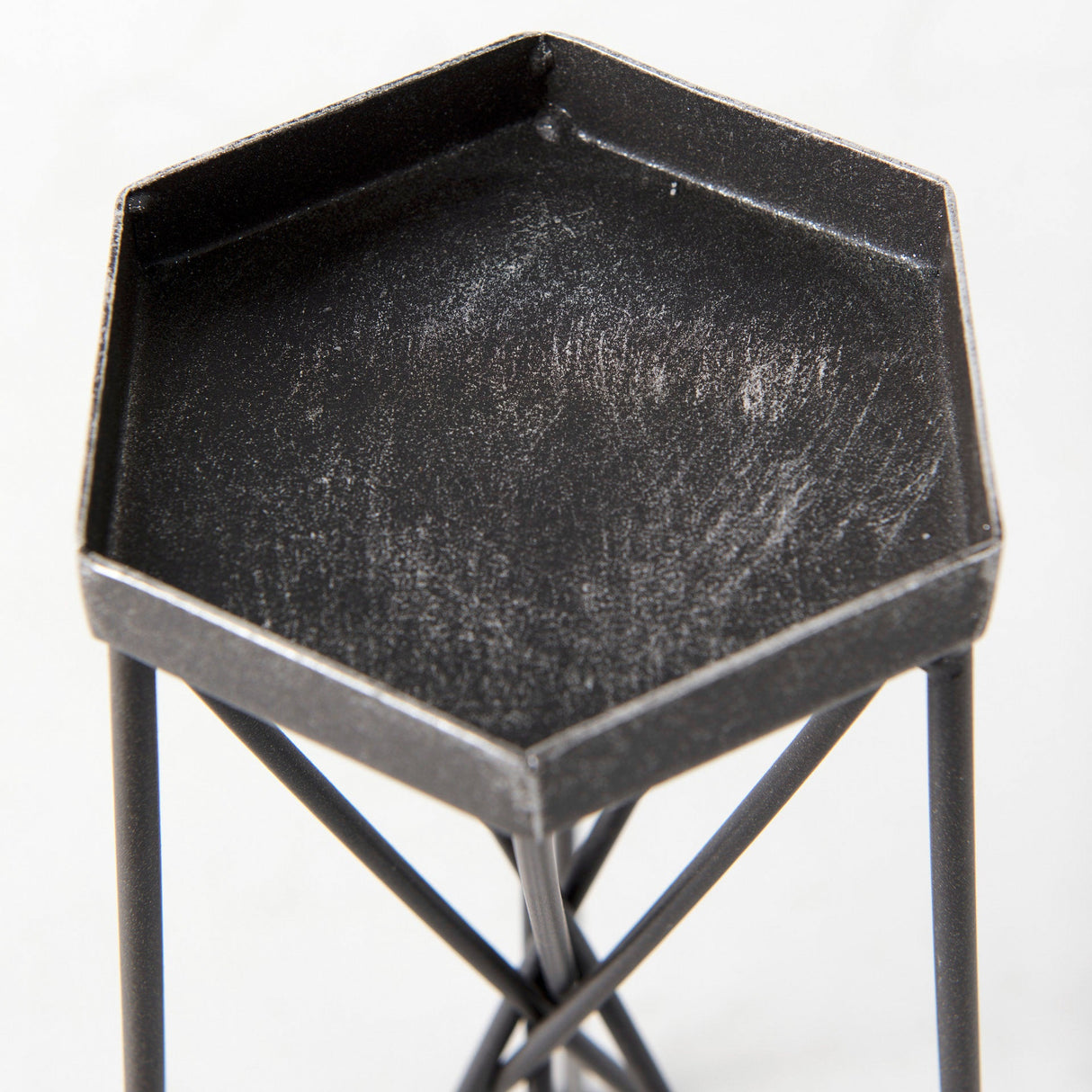 Sixx II Large Antiqued Metal Hexagonal Table Candle Holder by Mercana at Eve Furniture