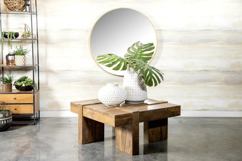 Skeet Natural Sheesham Wooden Square Coffee Table by Coaster at Eve Furniture