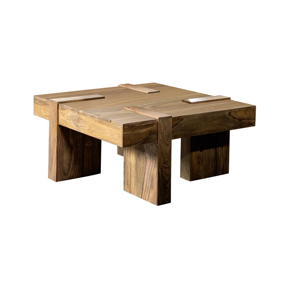 Skeet Natural Sheesham Wooden Square Coffee Table