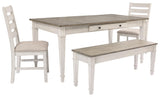 Skempton Two-tone Dining Table, 2 Chairs, and Bench by Ashley at Eve Furniture