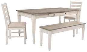Skempton Two-tone Dining Table, 2 Chairs, and Bench by Ashley at Eve Furniture