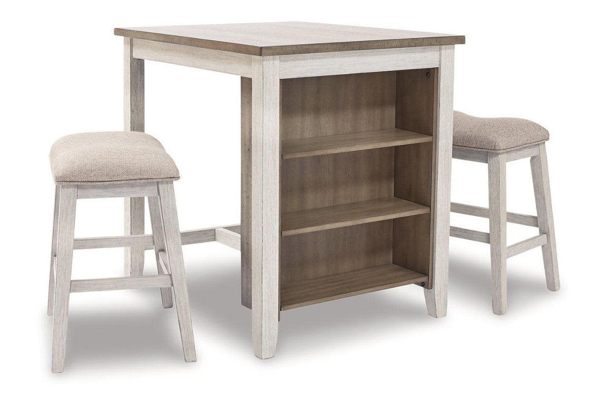 Skempton White And Light Brown 3 Piece Counter Height Dining Set by Ashley at Eve Furniture