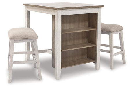 Skempton White And Light Brown 3 Piece Counter Height Dining Set by Ashley at Eve Furniture