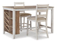 Skempton White And Light Brown 3-Piece Counter Height Set by Ashley at Eve Furniture