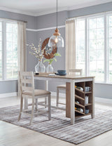 Skempton White And Light Brown 3-Piece Counter Height Set by Ashley at Eve Furniture