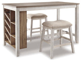 Skempton White And Light Brown 3-Piece Counter Height Set with Stools by Ashley at Eve Furniture
