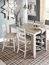 Skempton White And Light Brown 5-Piece Counter Height Set by Ashley at Eve Furniture