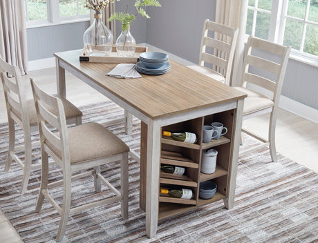 Skempton White And Light Brown 5-Piece Counter Height Set by Ashley at Eve Furniture