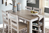 Skempton White And Light Brown 5-Piece Counter Height Set by Ashley at Eve Furniture