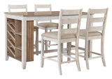Skempton White And Light Brown 5-Piece Counter Height Set by Ashley at Eve Furniture