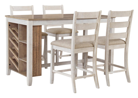 Skempton White And Light Brown 5-Piece Counter Height Set by Ashley at Eve Furniture