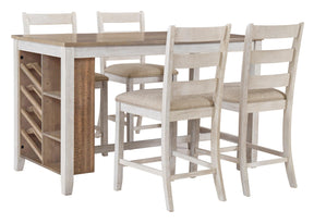 Skempton White And Light Brown 5-Piece Counter Height Set by Ashley at Eve Furniture