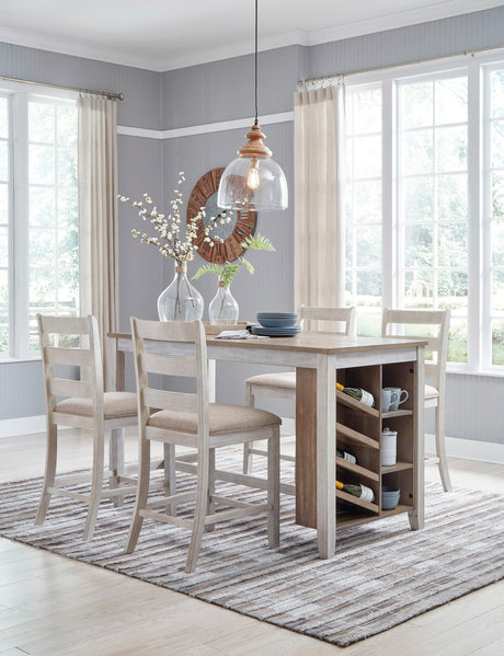 Skempton White And Light Brown 5-Piece Counter Height Set by Ashley at Eve Furniture