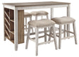 Skempton White And Light Brown 5-Piece Counter Height Set with Stools by Ashley at Eve Furniture