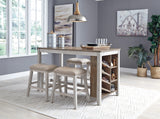 Skempton White And Light Brown 5-Piece Counter Height Set with Stools by Ashley at Eve Furniture