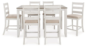 Skempton White And Light Brown Counter Height Dining Table and 6 Bar Stools by Ashley at Eve Furniture