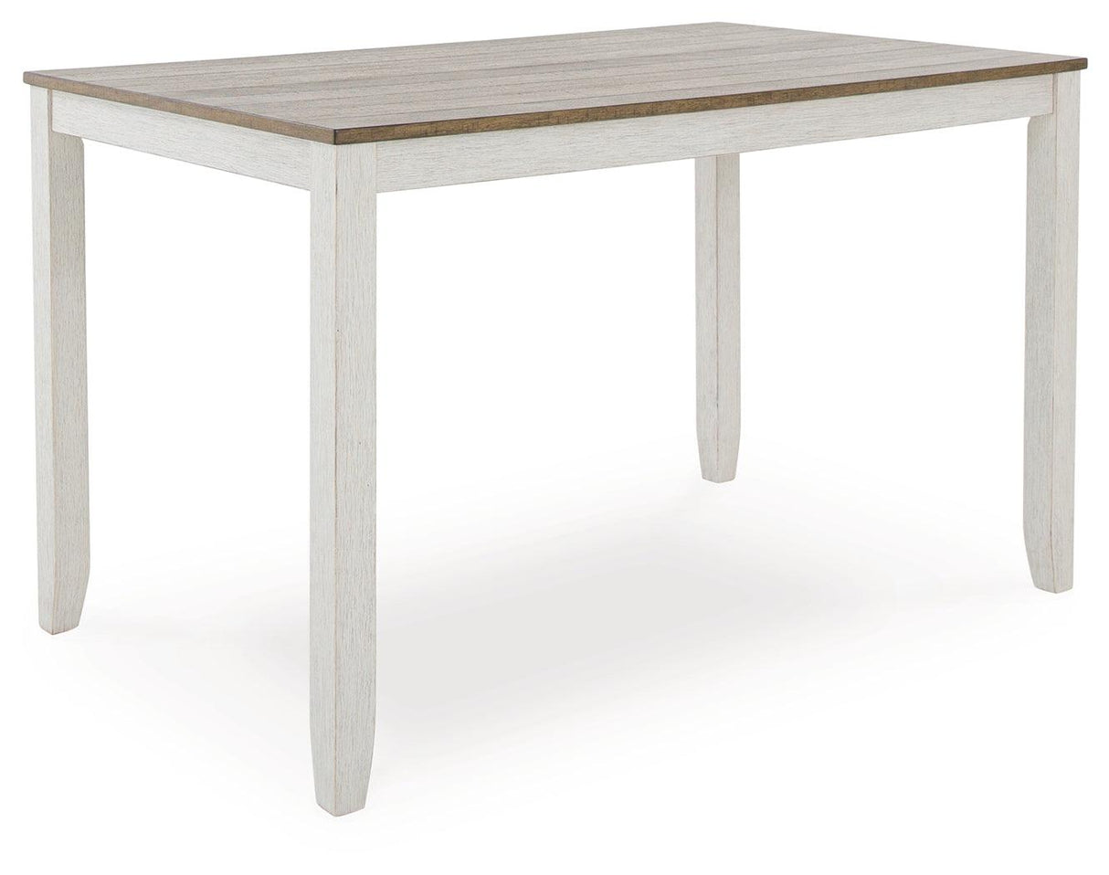 Skempton White And Light Brown Counter Height Dining Table and 6 Bar Stools by Ashley at Eve Furniture