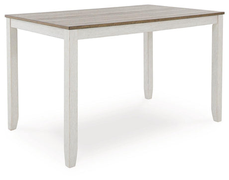 Skempton White And Light Brown Counter Height Dining Table and 6 Bar Stools by Ashley at Eve Furniture