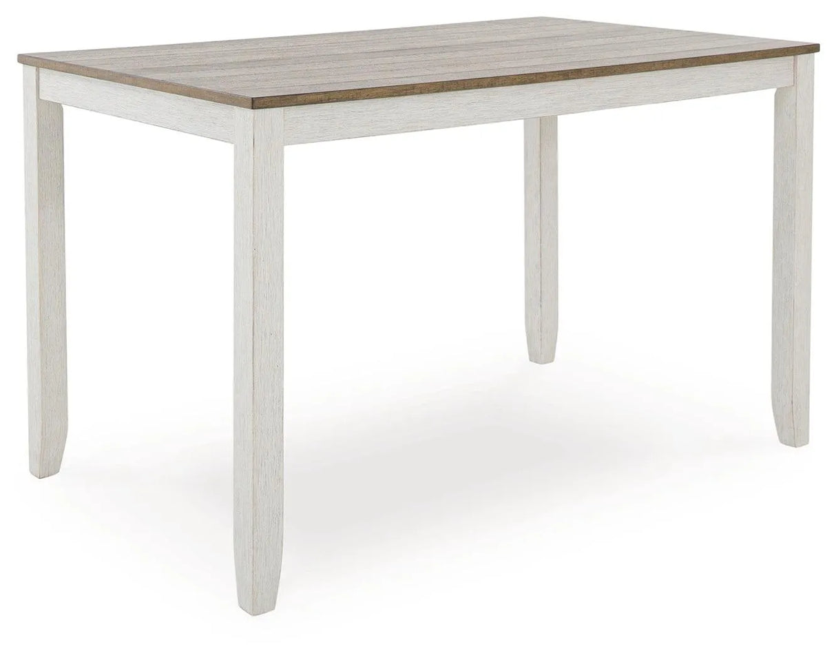 Skempton White And Light Brown Counter Height Dining Table and 6 Bar Stools by Ashley at Eve Furniture