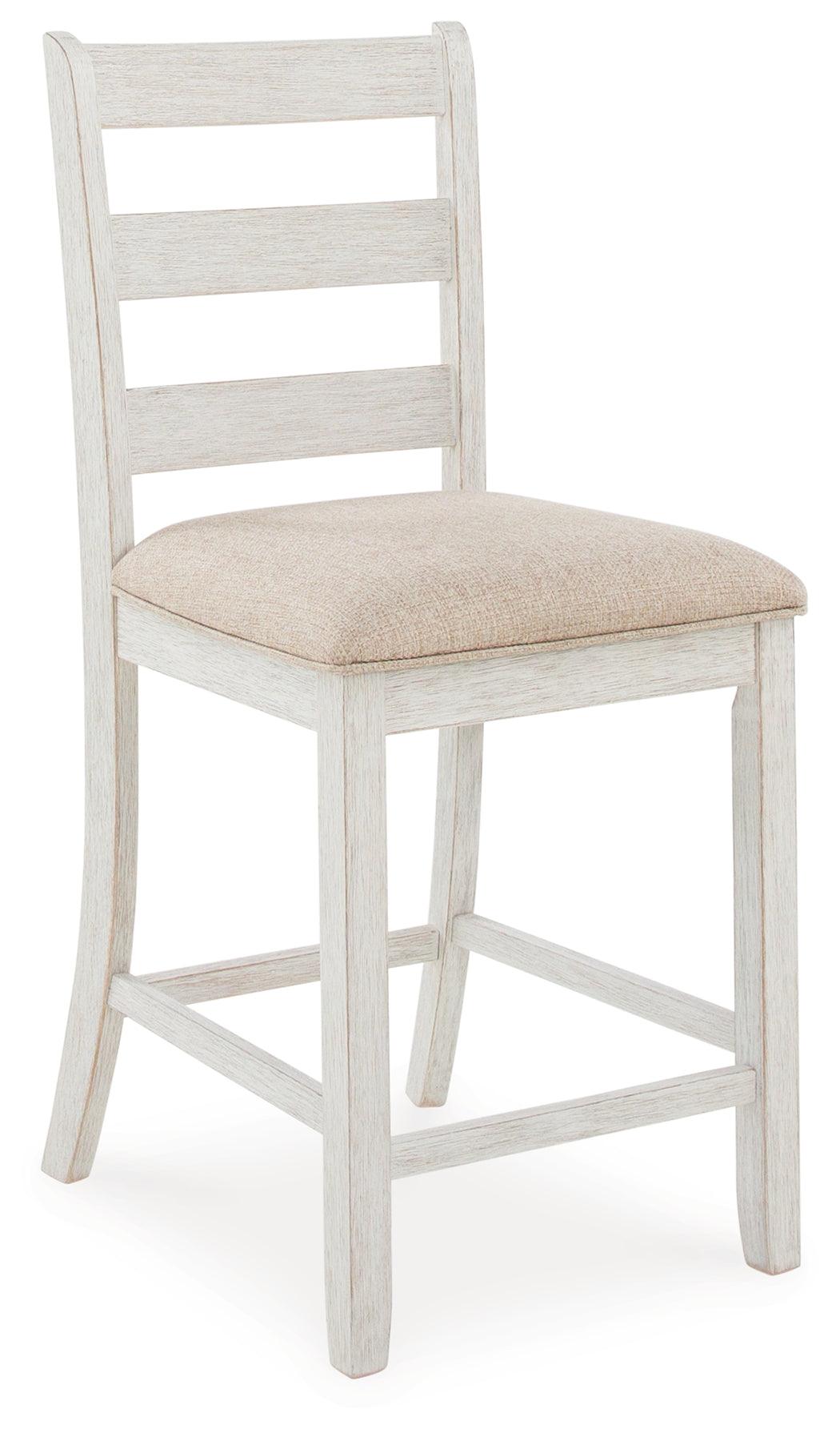 Skempton White And Light Brown Counter Height Dining Table and 6 Bar Stools by Ashley at Eve Furniture