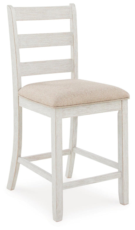 Skempton White And Light Brown Counter Height Dining Table and 6 Bar Stools by Ashley at Eve Furniture