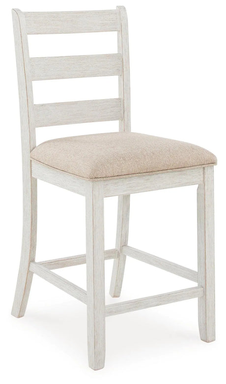 Skempton White And Light Brown Counter Height Dining Table and 6 Bar Stools by Ashley at Eve Furniture
