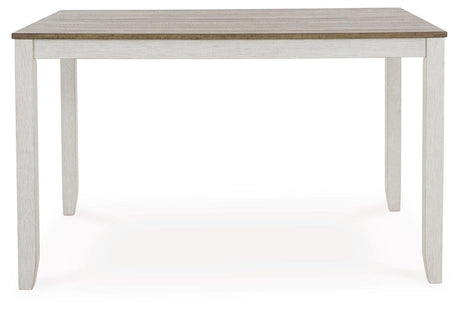 Skempton White And Light Brown Counter Height Dining Table and 6 Bar Stools by Ashley at Eve Furniture