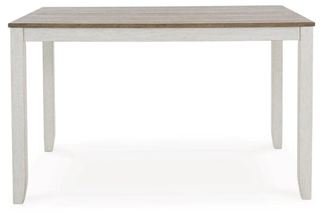Skempton White And Light Brown Counter Height Dining Table and 6 Bar Stools by Ashley at Eve Furniture